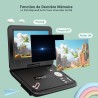 Lecteur DVD Portable 9,5" avec écran pivotant HD 7,5" pour Voiture et Enfants, Autonomie 4-6 Heures, Support Multiformat Disques