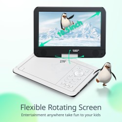 Yoton Lecteur DVD portable 12,5" avec écran pivotant HD 10,5" pour voiture et enfants, avec chargeur de voiture, prend en charge