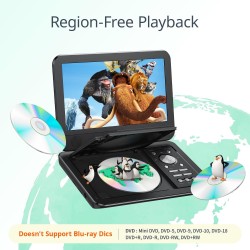 Yoton Lecteur DVD Portable 12,5" avec écran pivotant HD 10,5" pour Voiture et Enfants, avec Chargeur de Voiture, Prend en Charge