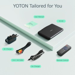 Yoton Lecteur DVD Portable 12,5" avec écran pivotant HD 10,5" pour Voiture et Enfants, avec Chargeur de Voiture, Prend en Charge