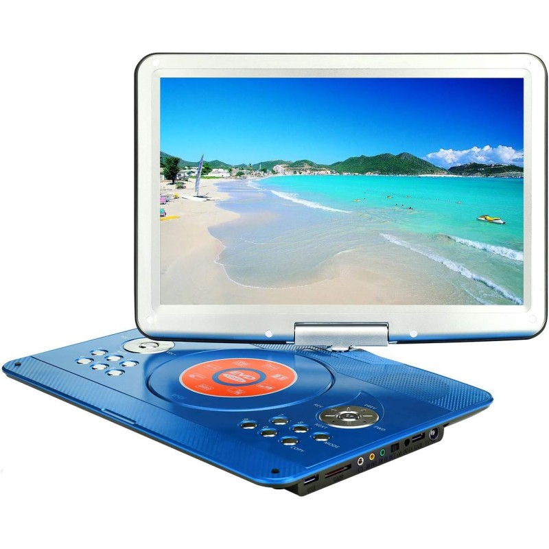 YOOHOO Lecteurs DVD Portables 16,9" avec Grand écran LCD pivotant de 14,1" Lecteurs DVD de Voyage pour Enfants Adaptateur de Voi