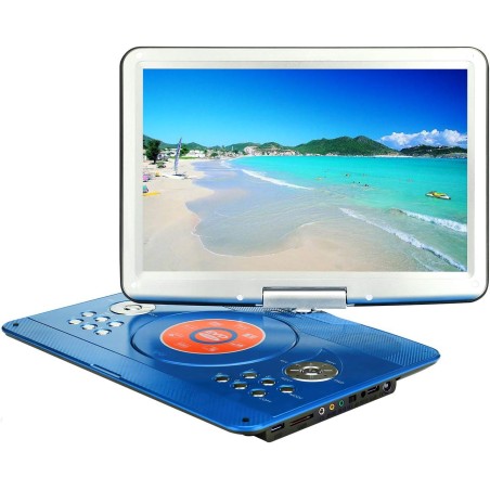 YOOHOO Lecteurs DVD Portables 16,9" avec Grand écran LCD pivotant de 14,1" Lecteurs DVD de Voyage pour Enfants Adaptateur de Voi