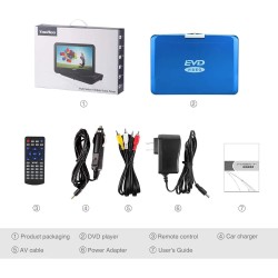 YOOHOO Lecteurs DVD Portables 16,9" avec Grand écran LCD pivotant de 14,1" Lecteurs DVD de Voyage pour Enfants Adaptateur de Voi