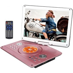YOOHOO Lecteur DVD Portable 14 Pouces avec contrôleur Remore, Batterie Rechargeable Haute résolution, Lecteur DVD Grand Format é