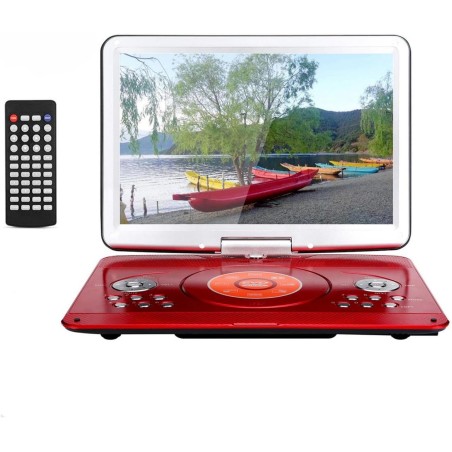 YOOHOO Lecteurs DVD Portables 16,9" avec Grand écran LCD pivotant de 14,1" Lecteurs DVD de Voyage pour Enfants Adaptateur de Voi