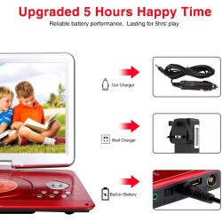 YOOHOO Lecteurs DVD Portables 16,9" avec Grand écran LCD pivotant de 14,1" Lecteurs DVD de Voyage pour Enfants Adaptateur de Voi