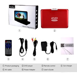 YOOHOO Lecteurs DVD Portables 16,9" avec Grand écran LCD pivotant de 14,1" Lecteurs DVD de Voyage pour Enfants Adaptateur de Voi