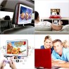 YOOHOO Lecteurs DVD Portables 16,9" avec Grand écran LCD pivotant de 14,1" Lecteurs DVD de Voyage pour Enfants Adaptateur de Voi