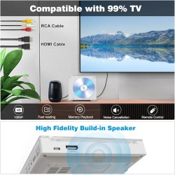 Mini Lecteur DVD pour TV, 1080P Compact Lecteur DVD Multizone avec Port HDMI/AV Sortie, NTSC/PAL, Portable Lecteur CD Player pou