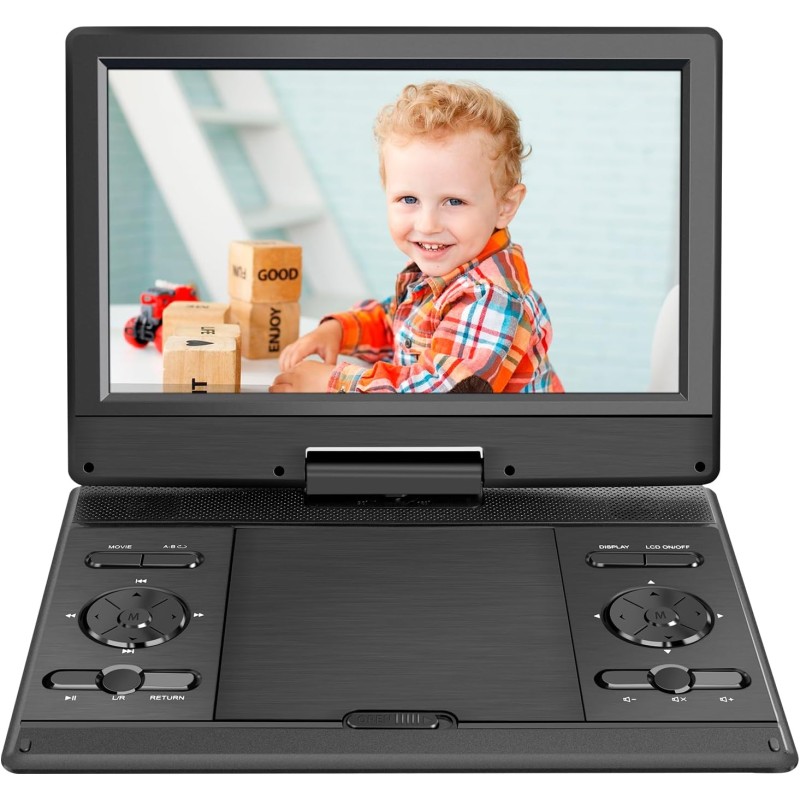 Lecteur DVD Portable 14,9'' avec écran HD 12,1'', Batterie Rechargeable, Prise en Charge du Transfert USB/SD/AV, synchronisation