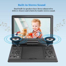 Lecteur DVD Portable 14,9'' avec écran HD 12,1'', Batterie Rechargeable, Prise en Charge du Transfert USB/SD/AV, synchronisation