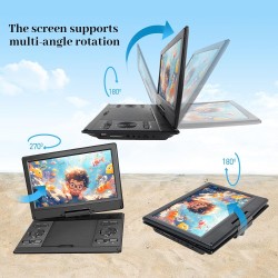 Lecteur DVD Portable 14,9'' avec écran HD 12,1'', Batterie Rechargeable, Prise en Charge du Transfert USB/SD/AV, synchronisation