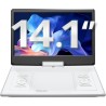 Yoton Lecteur DVD Portable Voiture 16,9" avec Écran HD 14,1" - Autonomie 6h, Lecteur Multizone, Mémoire de Lecture, Compatible U
