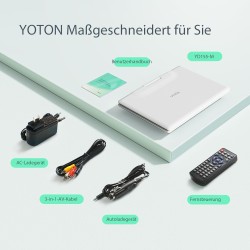Yoton Lecteur DVD Portable Voiture 16,9" avec Écran HD 14,1" - Autonomie 6h, Lecteur Multizone, Mémoire de Lecture, Compatible U