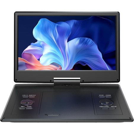 Yoton Lecteur DVD Portable Voiture 16,9" avec Écran HD 14,1" - Autonomie 6h, Lecteur Multizone, Mémoire de Lecture, Compatible U