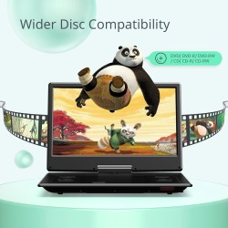 Yoton Lecteur DVD Portable Voiture 16,9" avec Écran HD 14,1" - Autonomie 6h, Lecteur Multizone, Mémoire de Lecture, Compatible U