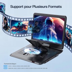 WOLFANG Lecteur DVD Portable 17,5" avec Écran HD 15,6", Batterie 5000mAh, sans Restriction Géographique, Deux Haut-Parleurs Stér