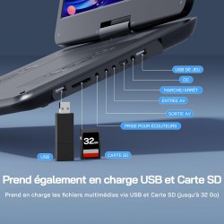 WOLFANG Lecteur DVD Portable 17,5" avec Écran HD 15,6", Batterie 5000mAh, sans Restriction Géographique, Deux Haut-Parleurs Stér
