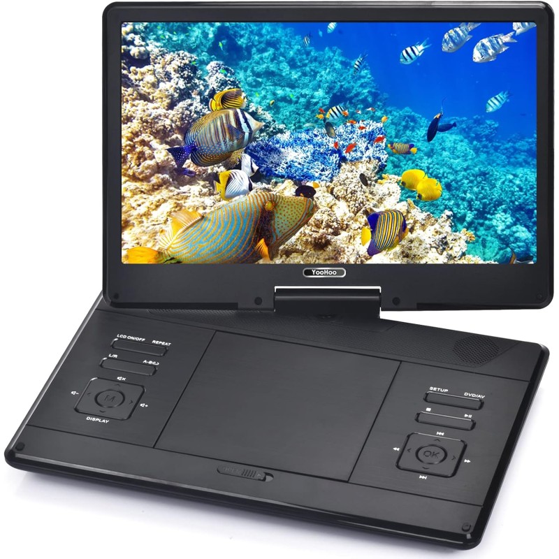 YOOHOO Lecteur DVD portable 16,9'' pour voiture et enfants avec écran, écran HD 14,0"avec batterie, prend en charge le lecteur D