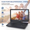YOOHOO Lecteur DVD portable 16,9'' pour voiture et enfants avec écran, écran HD 14,0"avec batterie, prend en charge le lecteur D