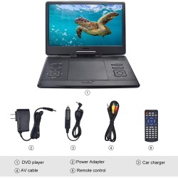 YOOHOO Lecteur DVD portable 16,9'' pour voiture et enfants avec écran, écran HD 14,0"avec batterie, prend en charge le lecteur D