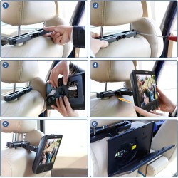 WONNIE Lecteur DVD Portable Voiture 2 Ecrans Enfants Vidéo avec Appuie-tête de 10,5 Pouces Compatible USB SD MMC 5 Heures pour U