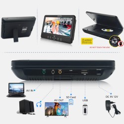 WONNIE Lecteur DVD Portable Voiture 2 Ecrans Enfants Vidéo avec Appuie-tête de 10,5 Pouces Compatible USB SD MMC 5 Heures pour U