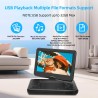 KCR Lecteur DVD Portable 10,1 Pouces, TV intégrée DVB-T2 avec écran LED pivotant et/USB/HDMI/AV, Batterie Rechargeable et Deux H
