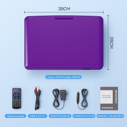 WOLFANG Lecteur DVD Portable 17,5" avec Grand écran HD 15,6", Batterie 5000 mAh, sans Restriction régionale, Deux Haut-parleurs 