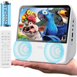 Lecteur dvd portable avec écran, 4000mah batterie, bleutooth/usb/av/mémoire, luminosité réglable, multizone lecteur dvd/cd porta