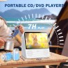 Lecteur dvd portable avec écran, 4000mah batterie, bleutooth/usb/av/mémoire, luminosité réglable, multizone lecteur dvd/cd porta