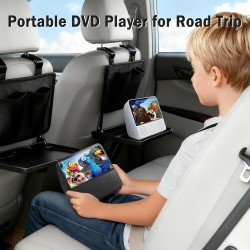 Lecteur dvd portable avec écran, 4000mah batterie, bleutooth/usb/av/mémoire, luminosité réglable, multizone lecteur dvd/cd porta