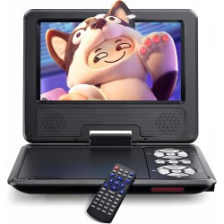 WOLFANG 9,5" Lecteur DVD Portable pour Enfants avec Écran Pivotant HD, 6 Heures d'Autonomie, Prise en Charge de la Télévision de