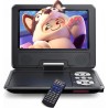 WOLFANG 9,5" Lecteur DVD Portable pour Enfants avec Écran Pivotant HD, 6 Heures d'Autonomie, Prise en Charge de la Télévision de