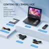 WOLFANG 9,5" Lecteur DVD Portable pour Enfants avec Écran Pivotant HD, 6 Heures d'Autonomie, Prise en Charge de la Télévision de