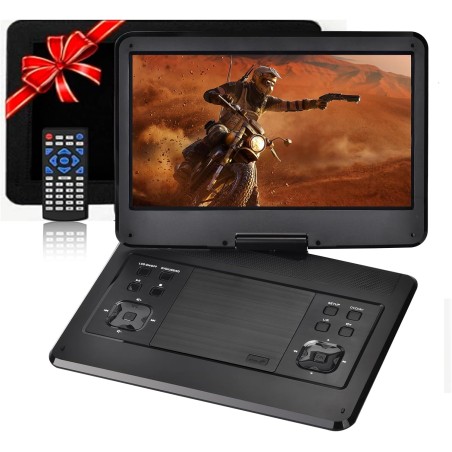 Lecteur DVD portable 16" avec écran pivotant de 14,1", batterie de 6 heures, support d'appui-tête de voiture, prend en charge to