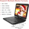 Lecteur DVD portable 16" avec écran pivotant de 14,1", batterie de 6 heures, support d'appui-tête de voiture, prend en charge to