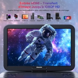15,4“ lecteur dvd blu ray portable avec câble hdmi, rotatif à 270° hd 1920x1080, lecteur bleu ray portable avec batterie recharg