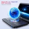 15,4“ lecteur dvd blu ray portable avec câble hdmi, rotatif à 270° hd 1920x1080, lecteur bleu ray portable avec batterie recharg