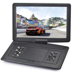 YOOHOO Lecteur DVD Portable de 17,9" avec Grand écran pivotant HD de 15,6", Batterie Rechargeable intégrée, Prend en Charge Tout