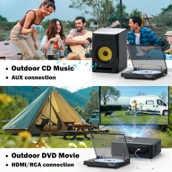 Mini Lecteur CD DVD Portable avec Haut-parleurs HiFi pour TV, Chargement Mobile par câble Micro USB, Entrée USB, Prise AUX 3,5 m