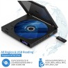 Mini Lecteur CD DVD Portable avec Haut-parleurs HiFi pour TV, Chargement Mobile par câble Micro USB, Entrée USB, Prise AUX 3,5 m