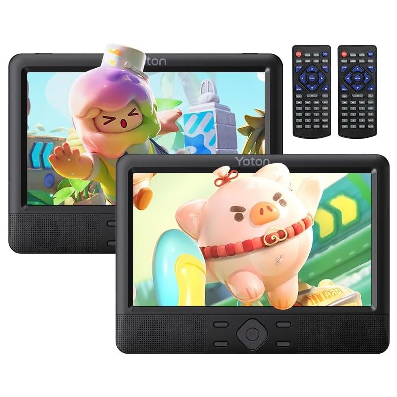 Yoton Lecteur DVD Portable 12,5", 2 écrans 10,5" pour Voiture Multimédia, Synchronisation USB/SD/TV, capacité de Batterie de Voy