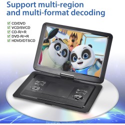 YOOHOO Lecteur DVD Portable 19,6" pour Voiture et Enfants avec HD Grand écran 17,1", Grande Taille Compatible avec Toutes Les ré