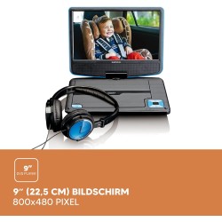 Lenco DVP-910 Lecteur DVD portable Convertible Noir, Bleu 22,9 cm (9") - Lecteurs DVD/Blu-Ray portables (Lecteur DVD portable, C