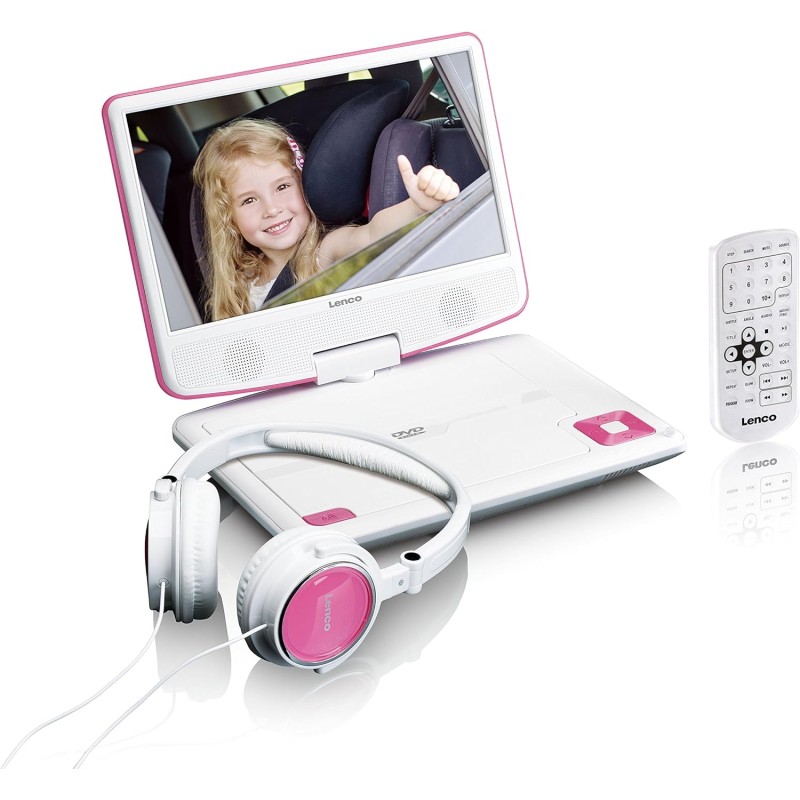 Lenco DVP-910 Lecteur DVD portable Convertible Noir, Rose 22,9 cm (9") - Lecteurs DVD/Blu-Ray portables (Lecteur DVD portable, C