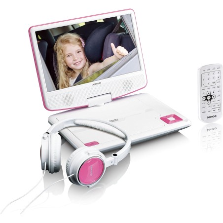 Lenco DVP-910 Lecteur DVD portable Convertible Noir, Rose 22,9 cm (9") - Lecteurs DVD/Blu-Ray portables (Lecteur DVD portable, C