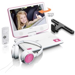 Lenco DVP-910 Lecteur DVD portable Convertible Noir, Rose 22,9 cm (9") - Lecteurs DVD/Blu-Ray portables (Lecteur DVD portable, C