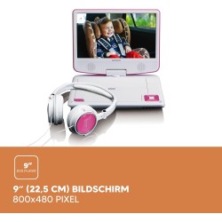 Lenco DVP-910 Lecteur DVD portable Convertible Noir, Rose 22,9 cm (9") - Lecteurs DVD/Blu-Ray portables (Lecteur DVD portable, C