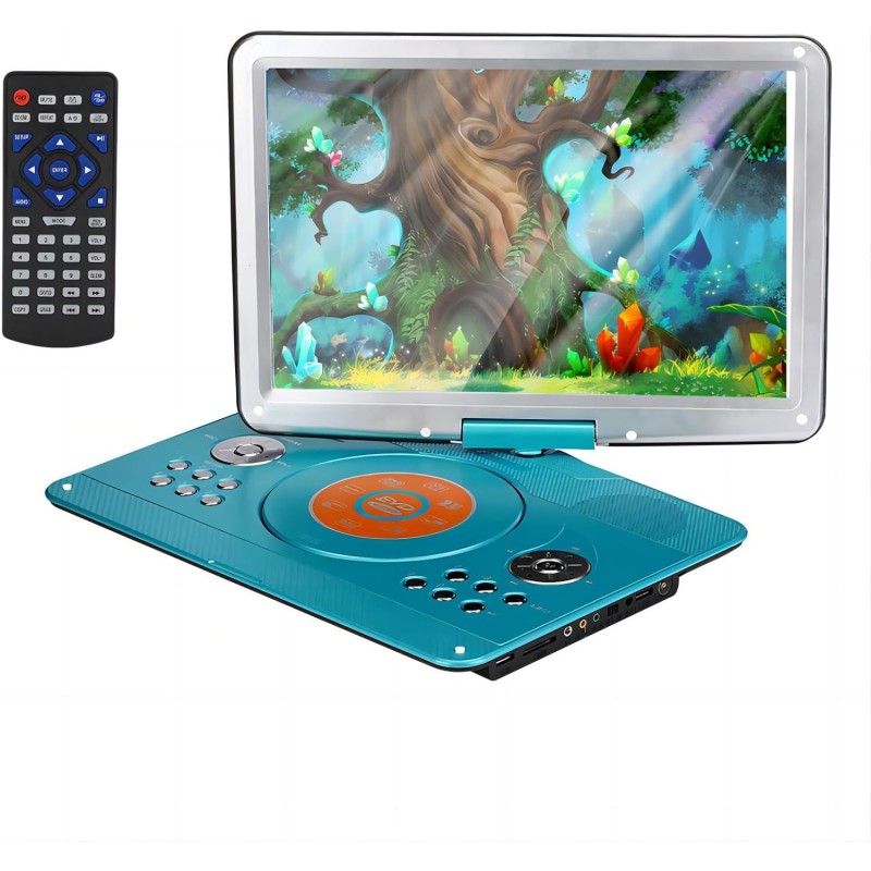 YOOHOO Lecteur DVD Portable de 16,9" avec écran LCD HD de 14,1" avec contrôleur Haute résolution Batterie Rechargeable Grand écr